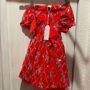 Red and Silver Kids Casual Dress